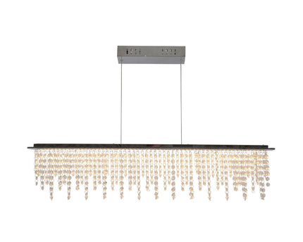 LED hanglamp "diamanten", hanglamp, metaal en kristalglas, chroom, met stevig gebouwd -in LED's, voor eetkamer, woonkamer, gang of kantoor, 120 cm lang