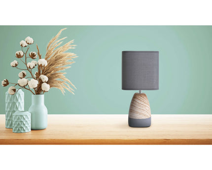 Ceramict Table Lamp "Cremona" gemaakt van keramiek in bruin/grijs met E14 -aansluiting, tafellamp voor woonkamers 31 cm hoog