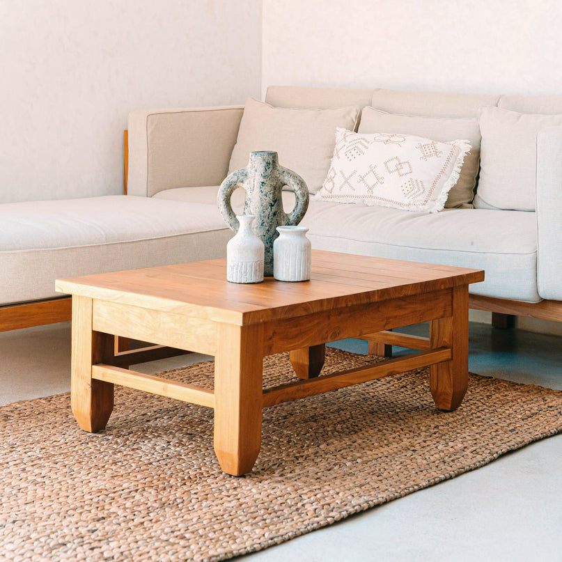 Vierkant Boho-vloerkleed gemaakt van natuurlijke vezels-handgeweven vloermat-rechthoekig bruin tapijt-groot water hyacint tapijt 180x115 cm sawah