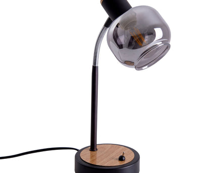 Tafellamp "fumoso", tafellamp gemaakt van metaal en glas in zwart, met E14 -aansluiting, voor eetkamer, woonkamer, gang of kantoor, tafellamp 34 cm hoog