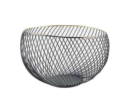 Zwart fruit gesneden gouden rand 22,5x22.5x14,5 cm