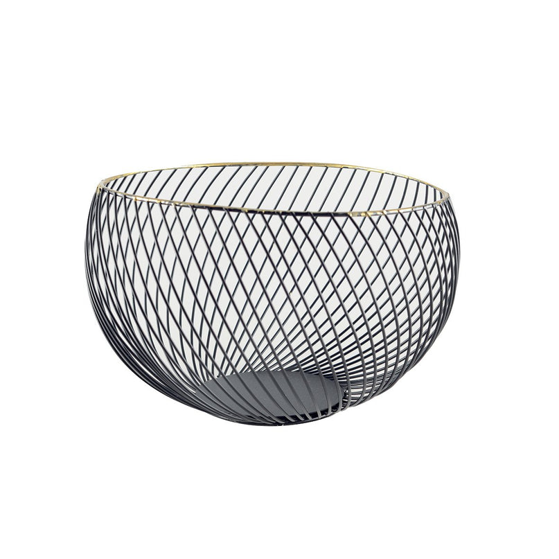 Zwart fruit gesneden gouden rand 22,5x22.5x14,5 cm