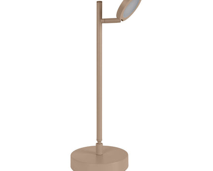 LED Draadloos tafellicht "Lupa", 45 cm hoog, gemaakt van gelakte aluminium (matte amandelen, pantone 481 c) en wit plastic, LED geïntegreerde, dimbare, aanraaksensor.