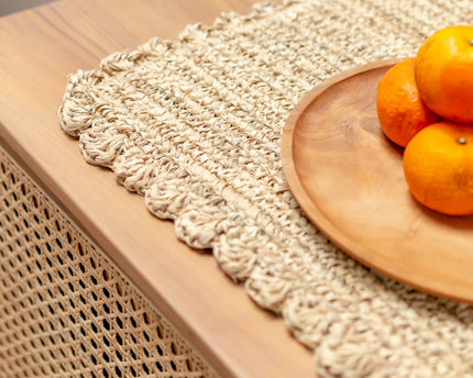 Placemat (set van 2, 4 of 6) 50x30 cm | Rechthoekige Boho Placemat KUARA Geweven van Raffia