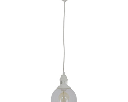 Glazen hanglamp "Mumbai", retro klassiek gemaakt van metaal en glas in wit, E27