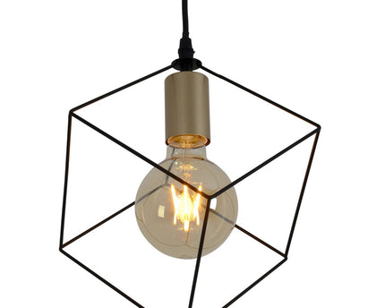 Hanger lamp "canto", hanglamp in metalen zwart en goud, e27 socket, voor eetkamer, woonkamer, gang of kantoor, 26 x 26 cm