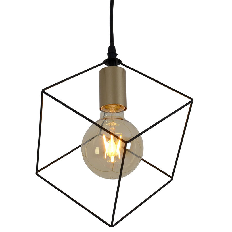 Hanger lamp "canto", hanglamp in metalen zwart en goud, e27 socket, voor eetkamer, woonkamer, gang of kantoor, 26 x 26 cm