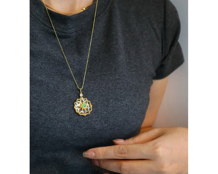 Helder kwartskristal bloem hanger ketting
