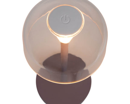 2-ex-ingestelde LED-batterijtafel Licht "Gomba" voor buiten en binnen, gemaakt van metaal en plastic in bramen, 18,5 cm hoog