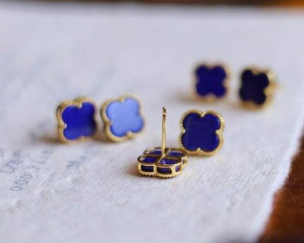 Minimalistische Lapis Lazuli Lucky Clover Ear Studs