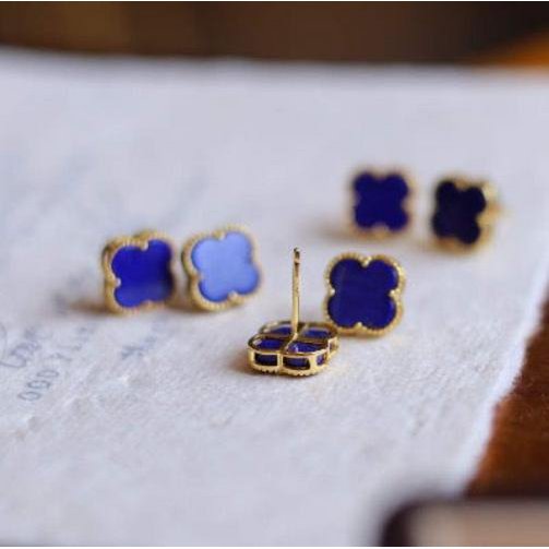 Minimalistische Lapis Lazuli Lucky Clover Ear Studs