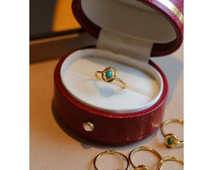 Modern vintage turquoise ovaal ring-aanpassbaar