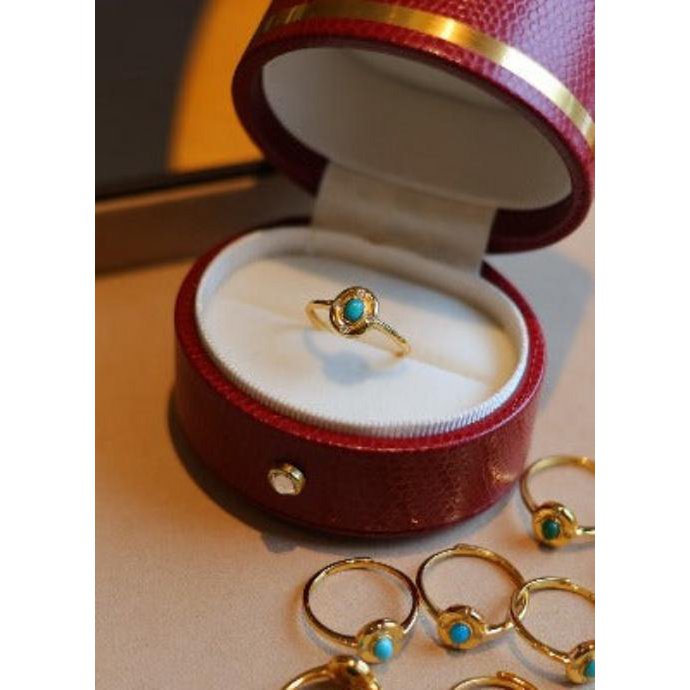 Modern vintage turquoise ovaal ring-aanpassbaar