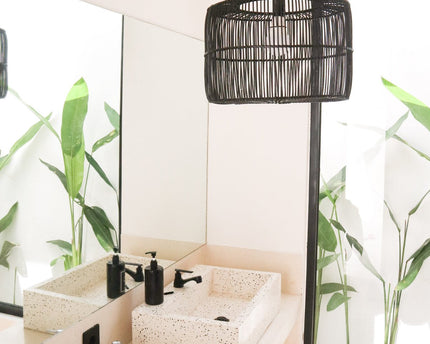 Lampenkap Zwart Rotan Plafondlamp Hanger Handgemaakt van natuurlijke vezels LIKU (2 maten)