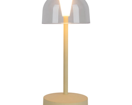 2-ex-ingestelde LED-batterijtafellamp "Gomba" voor buiten en binnen, gemaakt van metaal en plastic in geel, 18,5 cm hoog
