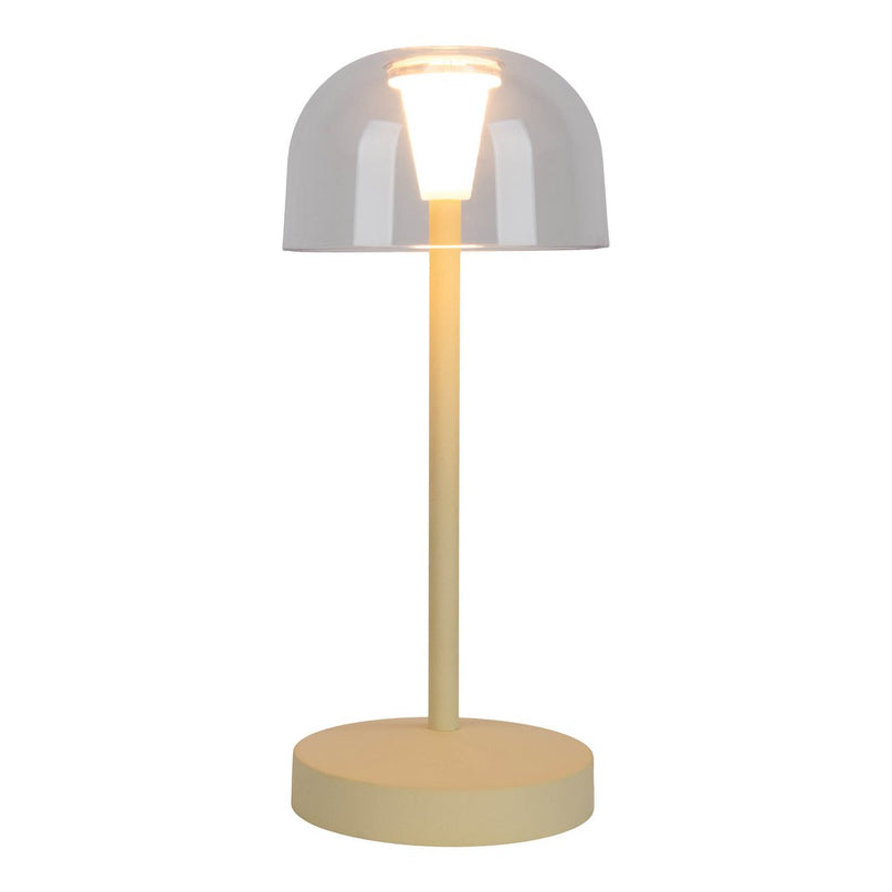 2-ex-ingestelde LED-batterijtafellamp "Gomba" voor buiten en binnen, gemaakt van metaal en plastic in geel, 18,5 cm hoog