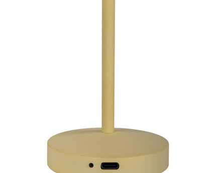 2-ex-ingestelde LED-batterijtafellamp "Gomba" voor buiten en binnen, gemaakt van metaal en plastic in geel, 18,5 cm hoog