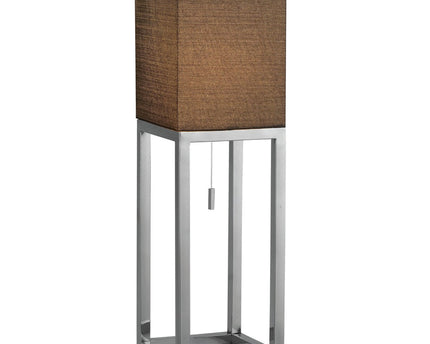 Tafellamp "Alfa", moderne metalen tafellamp en textiel in chroom/donkergrijs met E27 -aansluiting, 65 cm hoog, chique lamp voor gang, woonkamer en kantoor
