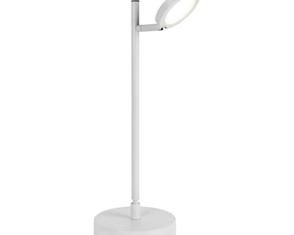 LED draadloze tafellicht "Lupa", 45 cm hoog, gemaakt van gelakte aluminium (wit) en wit plastic, LED geïntegreerde, dimbare, aanraaksensor.