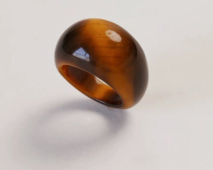 Minimalistische stoere look-ring-Tijgeroogsteen en witte jade