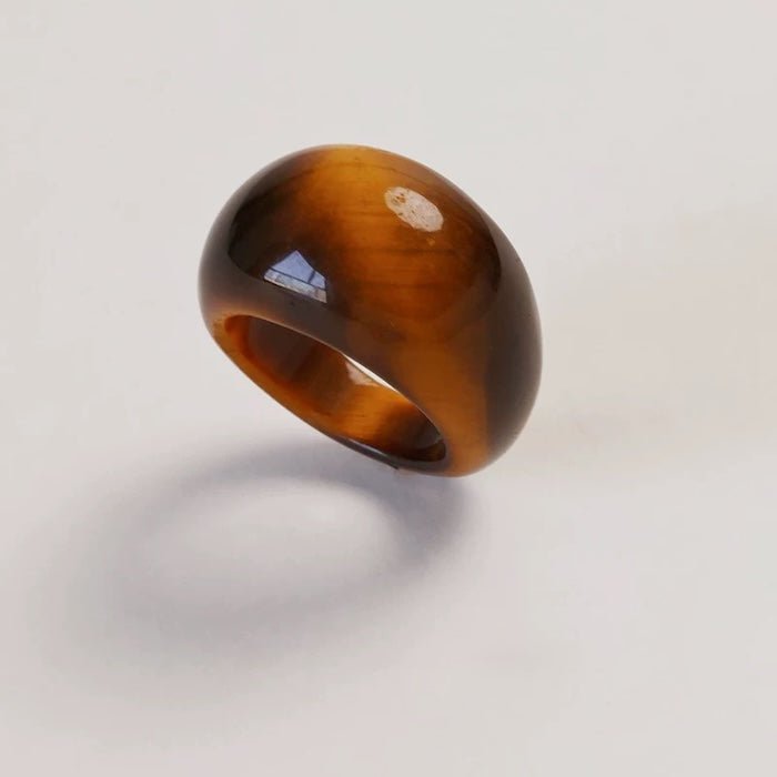 Minimalistische stoere look-ring-Tijgeroogsteen en witte jade