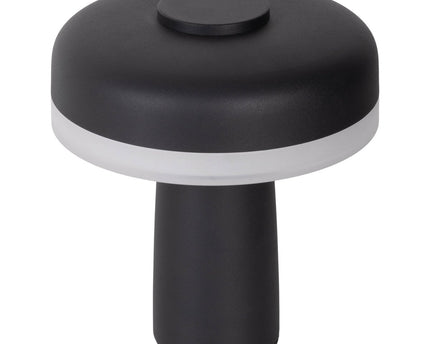 Draadloos tabletlicht "pilu", 16,5 cm hoog, boven Ø van 15 cm, metaal in zwart, wit plastic, geïntegreerde LED's, 280 lumen, dimbaar door aanraaksensor, warm wit wit