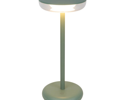 Noteloze tabletlamp "PASI" voor buiten en binnen, gemaakt van metaal en plastic in mint, dimbaar, met aanraking en geheugenfunctie, ca. 26 cm hoog
