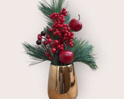 Kerstbloemcombinatie met Potten Set 01  | Zijden kunstbloem | Lengte 45CM