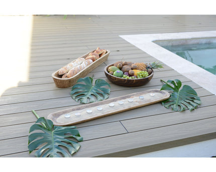 Lang rechthoekig houten decoratief dienblad 100x9x2,5 cm