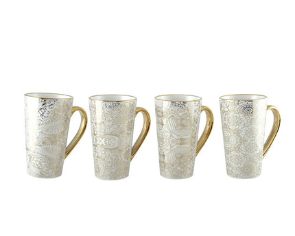 WITTE MOKKEN ABSTRACT ONTWERP - SET VAN 4