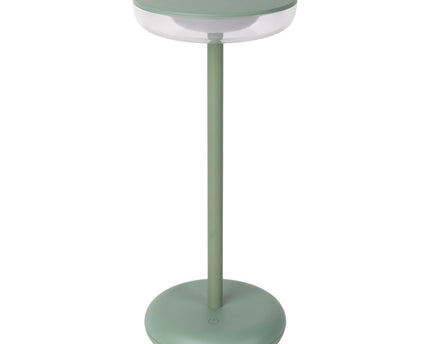 Noteloze tabletlamp "PASI" voor buiten en binnen, gemaakt van metaal en plastic in mint, dimbaar, met aanraking en geheugenfunctie, ca. 26 cm hoog
