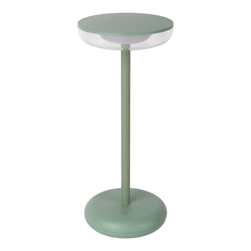 Noteloze tabletlamp "PASI" voor buiten en binnen, gemaakt van metaal en plastic in mint, dimbaar, met aanraking en geheugenfunctie, ca. 26 cm hoog