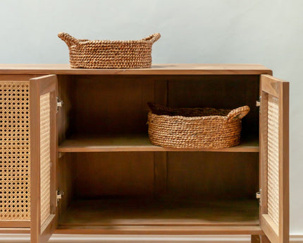 Broodmand | Kleine ronde mand | Decoratieve geweven opbergmand van waterhyacint JAWAH (2 maten)
