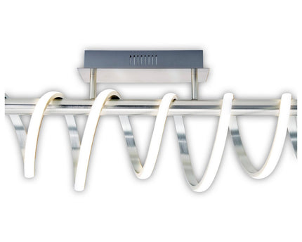 LED -plafondlamp "Belleza", moderne metalen plafondlamp en plastic in nikkel mat en wit, met stevig gebouwd -in LED's, 100 cm lang. De ideale verlichting voor woonkamer, eetkamer of keuken.