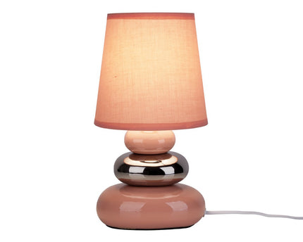 Keramische tafellamp "Stoney" Pink - Classical - Table Lamp - - Rosé/Salmon - E14 - Geen informatie