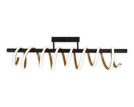 LED -plafondlicht "Belleza", moderne metalen plafondlamp en plastic in zwart, goud en wit, met stevig gebouwd -in LED's, 100 cm lang. De ideale verlichting voor woonkamer, eetkamer of kantoor.