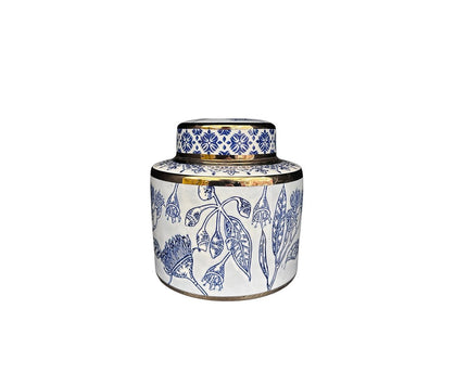 Blauw-witte porseleinen bloemenvaas (voor keuken thuis)