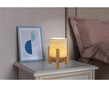 Ackitical Lamp "Madita" 19 cm hoog, in wit/natuur, met geïntegreerde LED, dimbaar met aanraaksensor