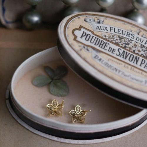 Bauhinia-Sky Blue Topaz Flower Ear studs