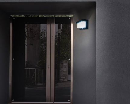 LED Solar Buitenwandlamp met bewegingsdetector, voor buiten, wandlamp - Plastic in zwart, met geïntegreerde LED