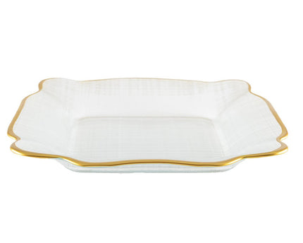 Glazen vierkante plaat gouden randen 25x25x2cm