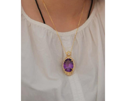 Koninklijke stijl amethist grote hangketting