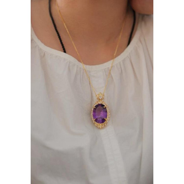 Koninklijke stijl amethist grote hangketting