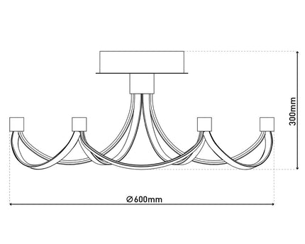 LED -plafondlamp "festival" Ø 60 cm, metalen nikkel mat en plastic, stevig gebouwd -in LED's, verlichting voor woonkamer, eetkamer, kantoor of gang