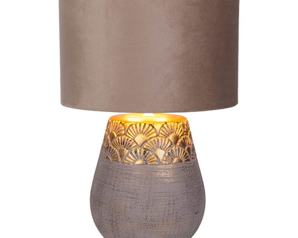 Keramische tafellamp "Bronco", tafellamp, keramiek, beige/grijs/goud, met E14 -aansluiting, voor eetkamer, woonkamer, gang of kantoor, 39 cm hoog