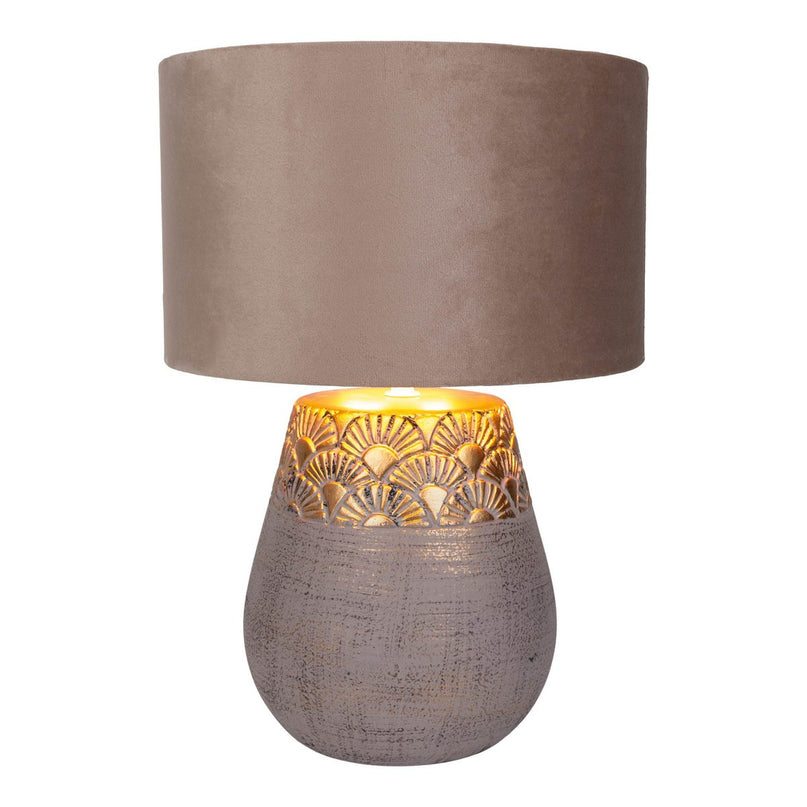 Keramische tafellamp "Bronco", tafellamp, keramiek, beige/grijs/goud, met E14 -aansluiting, voor eetkamer, woonkamer, gang of kantoor, 39 cm hoog