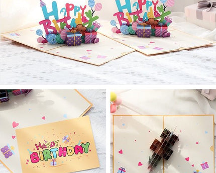 3D -kaart - Happy Birthday Letters Card