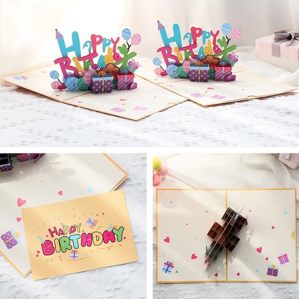 3D -kaart - Happy Birthday Letters Card