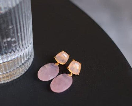 Romantische rozenkwarts Crystal -oorbellen
