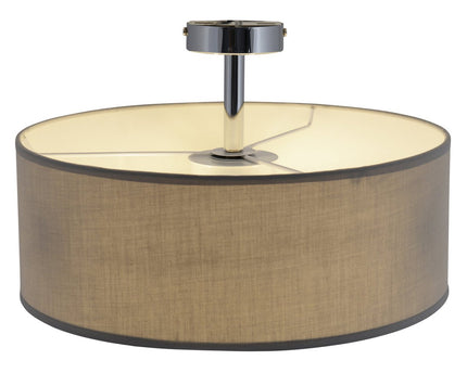 Textielplafondlamp "New York", klassieke plafondlamp met tekstbladen in grijs, met E27 -aansluiting, plafondlicht 40 cm in diameter, geschikt voor de hele woonruimte